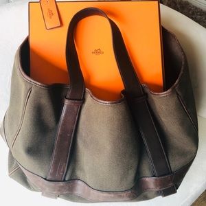 Hermes Olive Green and Brown Travel Bag